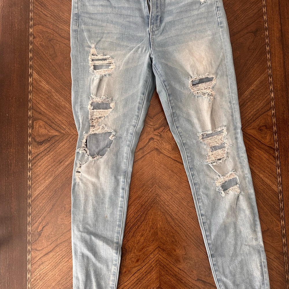 American Eagle Outfitters Ripped Light Blue Skinny Jeans